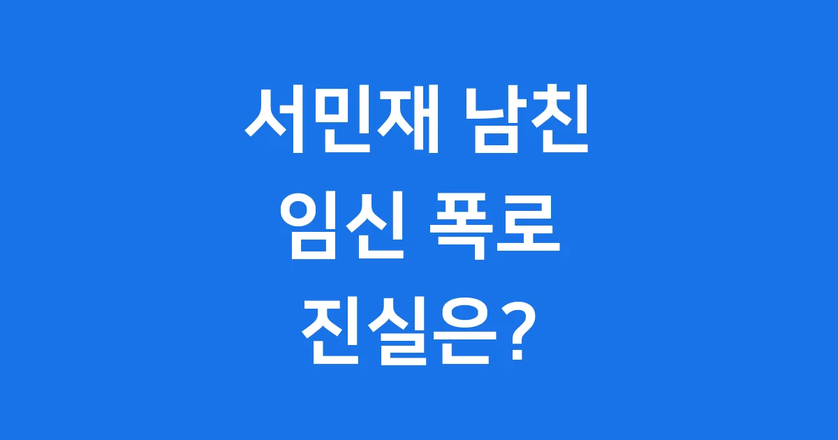 서민재 남친 사건 임신 폭로 진실은?